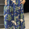 jupe longue fluide Jungle Sauvage Bleu