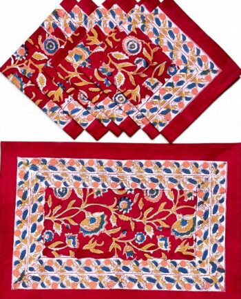 Sets de table & serviettes Jaipur - rouge, bleu et orange