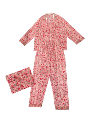 Pyjama rose fleurit, ensemble haut et bas