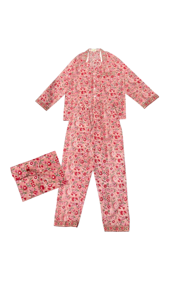 Pyjama rose fleurit, ensemble haut et bas