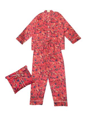 Ensemble Pyjama Rêverie rose aux motifs fleurit