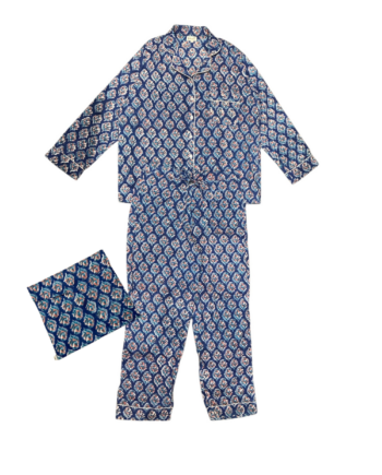 Ensemble pyjama Leela Bleu aux motifs fleurit