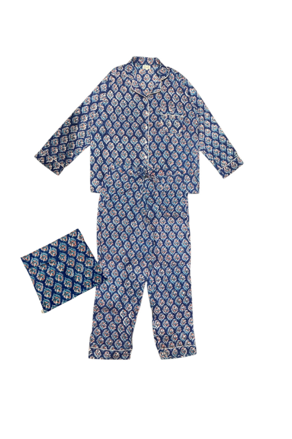 Ensemble pyjama Leela Bleu aux motifs fleurit