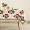 Nappe Lalima, modèles fleurs rouges. Plusieurs taiiles : 180 x 340 et 180 x 450