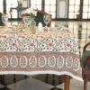 Nappe Gulshan, imprimé fleurit rose et vert. Taille 180x340