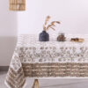 Nappe Manjari, modèles florales marron et blanc. Taille : 180 x 340