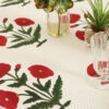 Nappe Lalima, modèles fleurs rouges. Plusieurs taiiles : 180 x 340 et 180 x 450