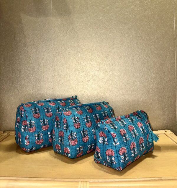 Trio Trousse de toilette Modèle Rajasthan Turquoise