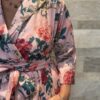 Robe Longue Portefeuille Amara - aux manches longues. Couleur Rose Thé 4