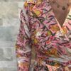 Robe Longue Portefeuille Amara - aux manches longues. Couleur Rose Poudré 2
