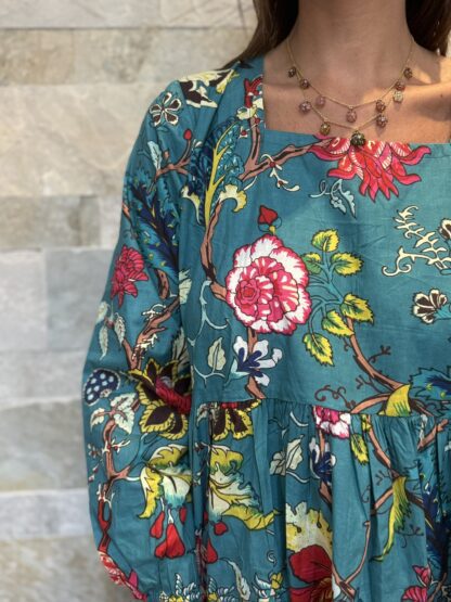 Robe Longue Padma - aux manches longues. Col Bateau. Couleur Bleu 3