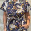 Robe Longue Kavya - aux manches courtes. Style chemise. Couleur Bleu Nuit 2