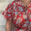 Robe Longue Kavya - aux manches courtes. Style chemise. Couleur Rouge 3