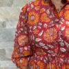 Robe Longue Padma - aux manches longues smockée. Couleur Rose Orangé 3