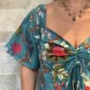Robe Anaya Majesté - Robe longue aux manches courtes. Imprimé floral bleu 2