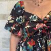 Robe Anaya Majesté - Robe longue aux manches courtes. Imprimé floral noir 3