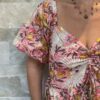 Robe Anaya Majesté - Robe longue aux manches courtes. Imprimé floral Rose 2