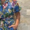 Robe Longue Kavya - aux manches courtes. Style chemise. Couleur Bleu Mer 3