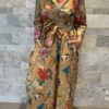 Robe Longue Portefeuille Amara - aux manches longues. Couleur beige