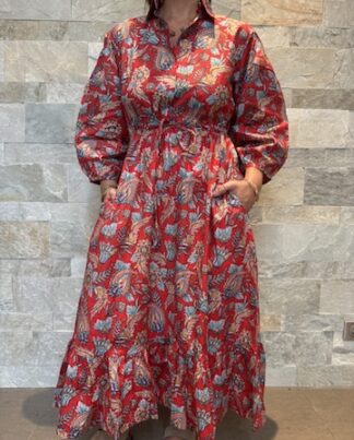 Robe Longue Padma - aux manches longues Couleur Rouge