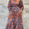 Robe Longue Padma - aux manches longues smockée. Couleur Violette