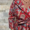 Robe Longue Portefeuille Amara - aux manches longues. Couleur Rouge 3