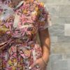 Robe Longue Kavya - aux manches courtes. Style chemise. Couleur Rose 3