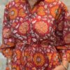 Robe Longue Padma - aux manches longues smockée. Couleur Rose Orangé 2