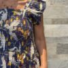Robe Longue Mira - aux manches courtes smockée. Couleur violette 3