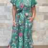 Robe Longue Kavya - aux manches courtes. Style chemise. Couleur Vert d'eau