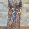 Robe Longue Portefeuille Amara - aux manches longues. Couleur Bleu Tournesol