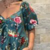 Robe Anaya Majesté - Robe longue aux manches courtes. Imprimé floral bleu 3