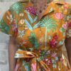 Robe Longue Kavya - aux manches courtes. Style chemise. Couleur Jaune Moutarde 3