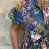 Robe Longue Kavya - aux manches courtes. Style chemise. Couleur Bleu Mer 4