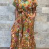 Robe Longue Kavya - aux manches courtes. Style chemise. Couleur Jaune Moutarde