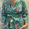 Robe Longue Portefeuille Amara - aux manches longues. Couleur Vert d'eau 3