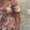 Robe Anaya Majesté - Robe longue aux manches courtes. Imprimé floral Rose 3