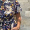 Robe Longue Kavya - aux manches courtes. Style chemise. Couleur Bleu Nuit 4
