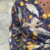 Robe Longue Portefeuille Amara - aux manches longues. Couleur Bleu Nuit 4