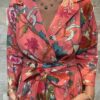 Robe Longue Portefeuille Amara - aux manches longues. Couleur Rose Corail 3