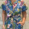 Robe Longue Kavya - aux manches courtes. Style chemise. Couleur Bleu Mer 2