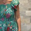 Robe Longue Mira - aux manches courtes smockée. Couleur verte 3