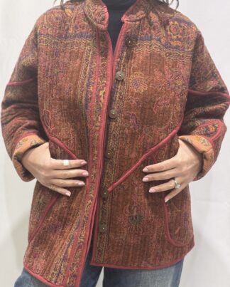 Veste Alba en Laine Réversible, une veste dans les teintes chaudes : rouge, terracotta et jaune